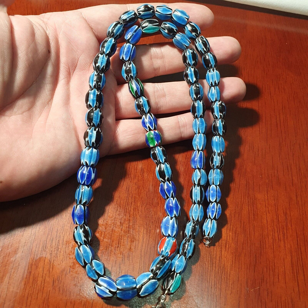 Amazing Venetian Inspired Glass Beads Multicolor Chevron Beads Necklace #104