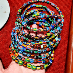 LOT 5 Strands Venetian Inspired Glass Multicolor Chevron Beads Necklaces