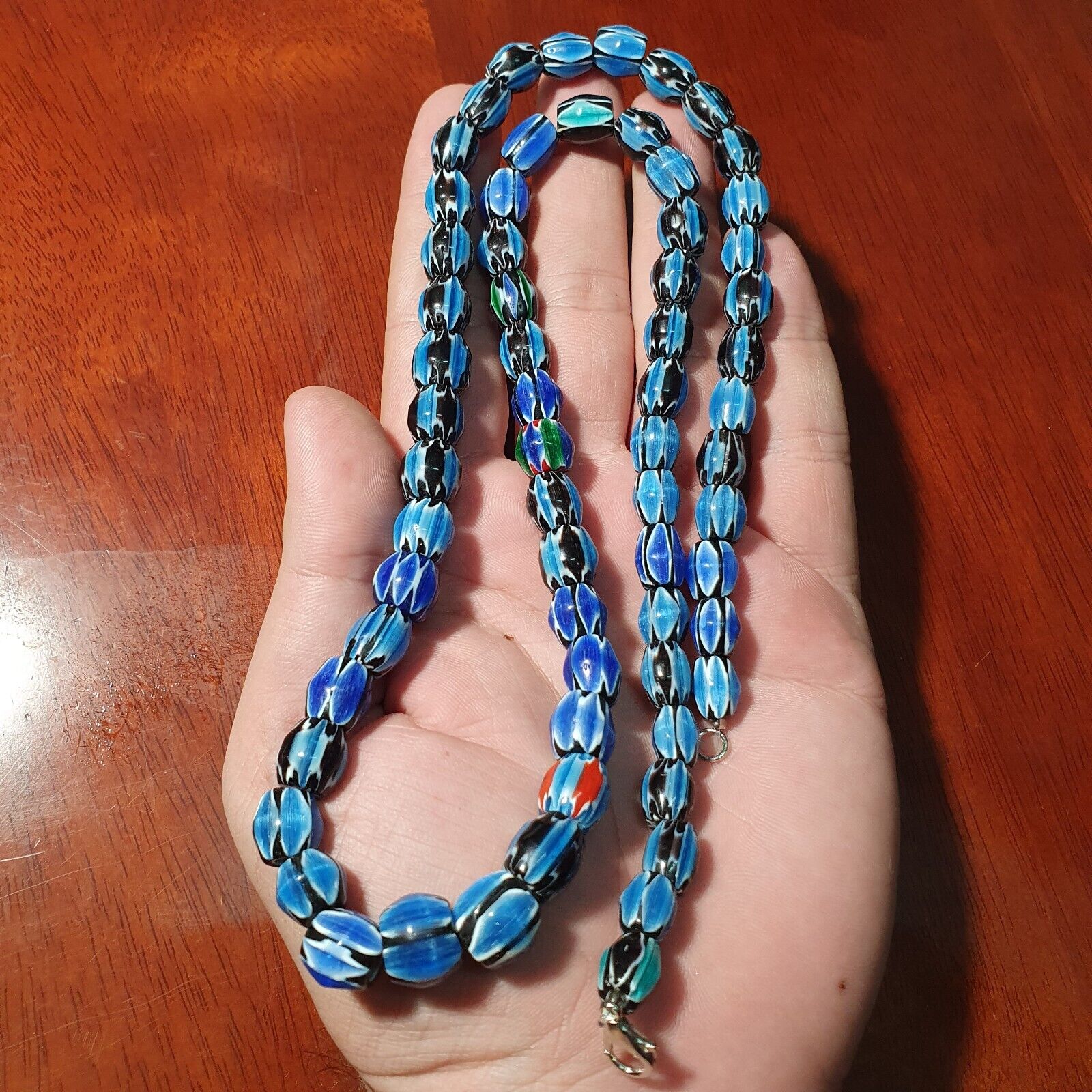 Amazing Venetian Inspired Glass Beads Multicolor Chevron Beads Necklace #104