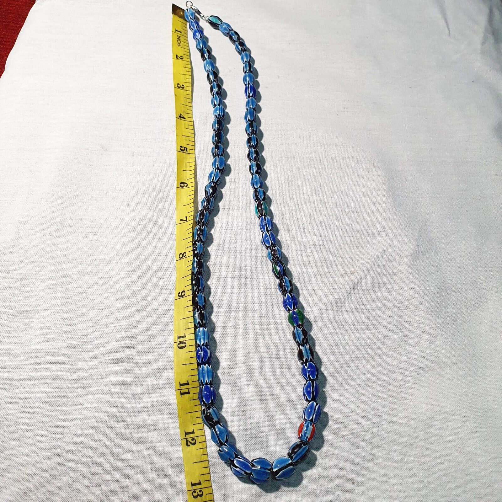 Amazing Venetian Inspired Glass Beads Multicolor Chevron Beads Necklace #104