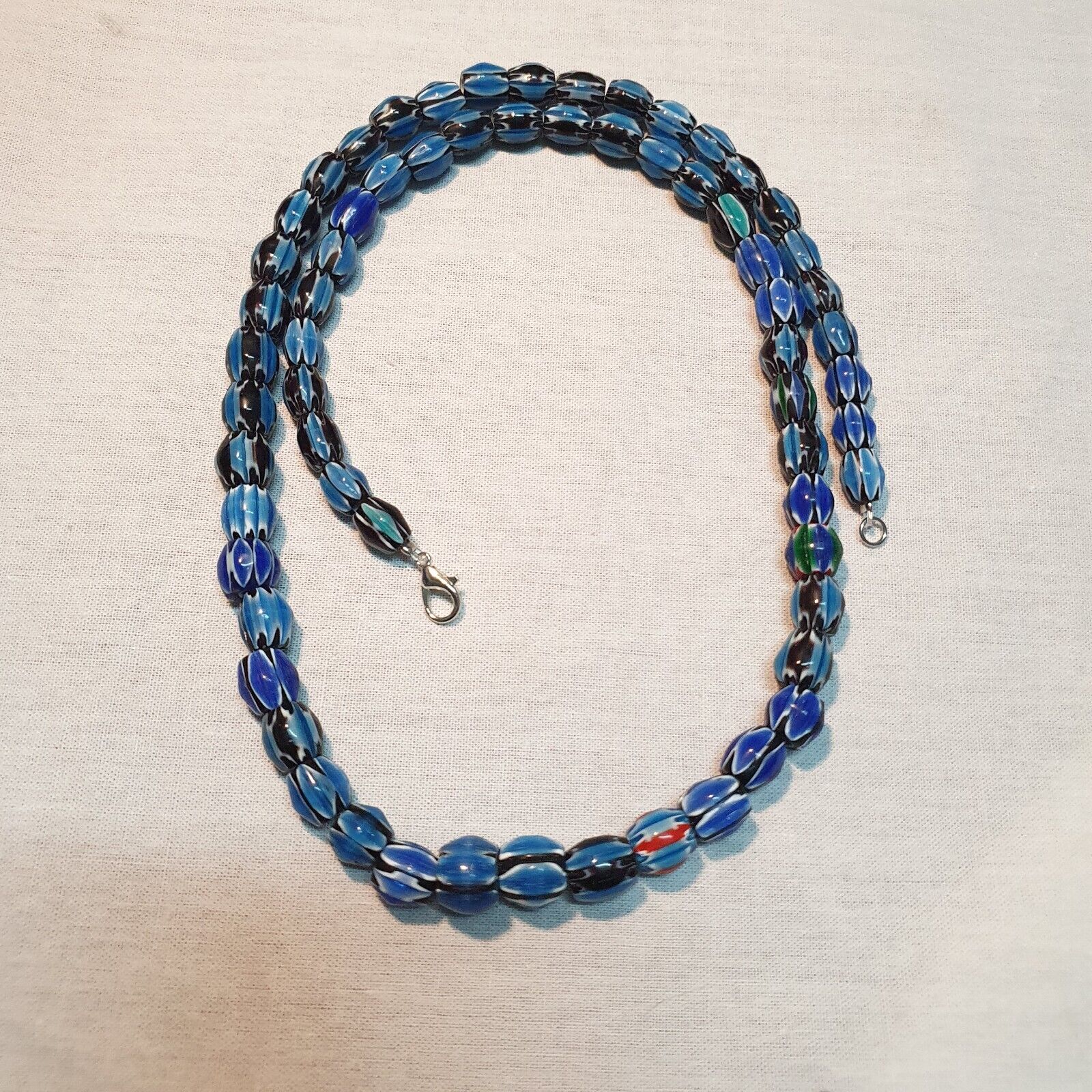 Amazing Venetian Inspired Glass Beads Multicolor Chevron Beads Necklace #104