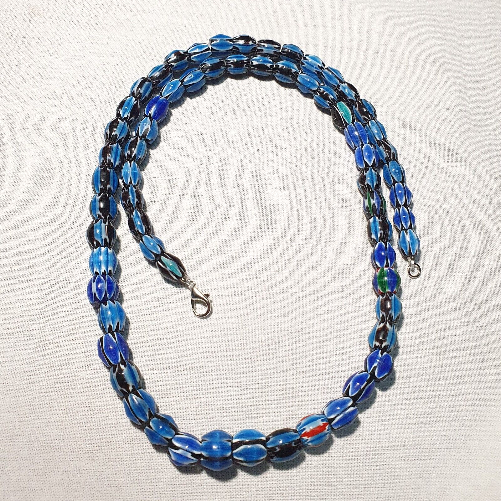Amazing Venetian Inspired Glass Beads Multicolor Chevron Beads Necklace #104