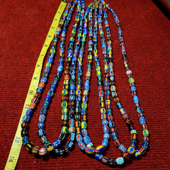 LOT 5 Strands Venetian Inspired Glass Multicolor Chevron Beads Necklaces