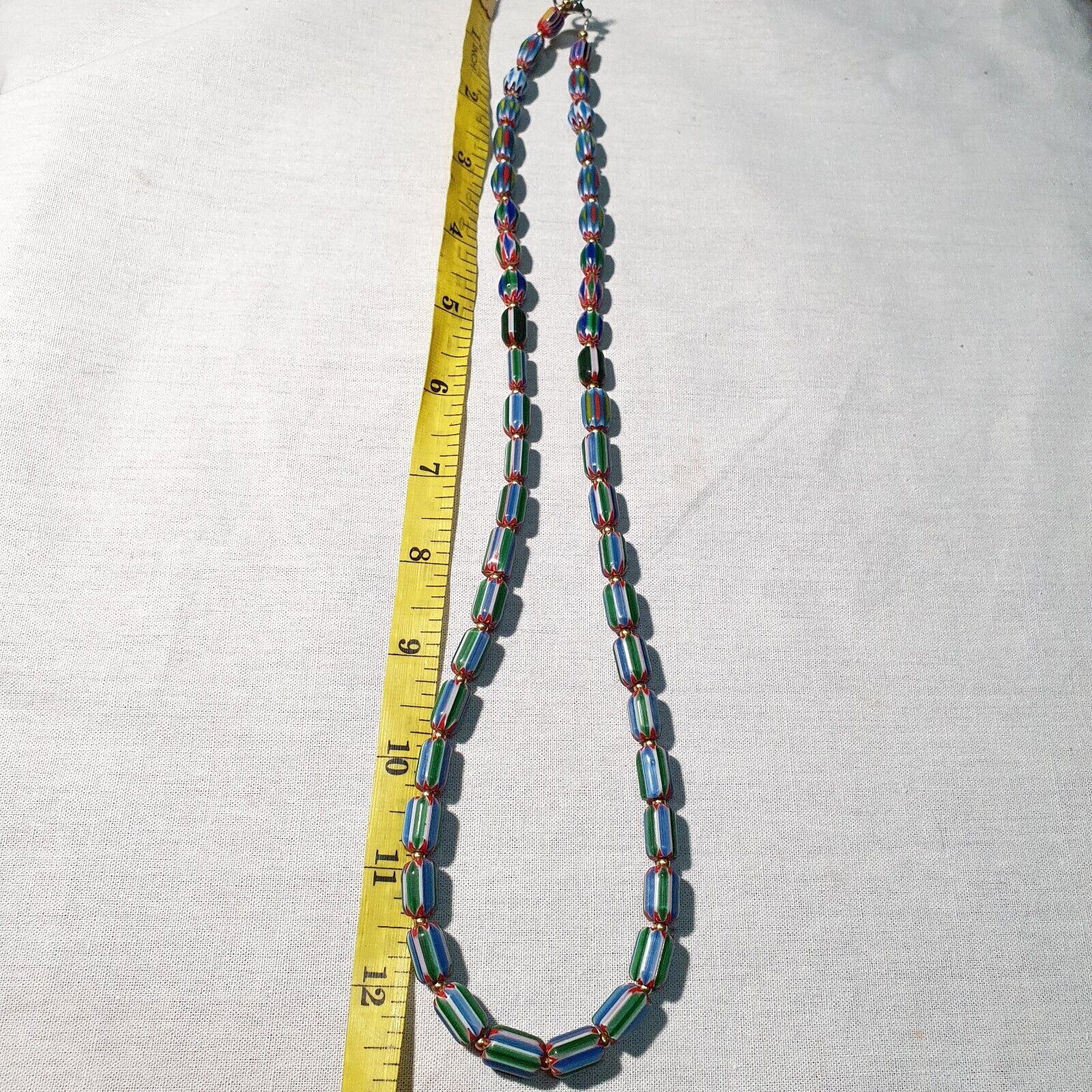 Venetian Inspired Glass Beads Multicolor Chevron Beads Necklace #109