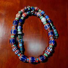 Amazing Venetian Inspired Glass Beads Multicolor Chevron Beads Necklace #102