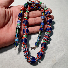 Amazing Venetian Inspired Glass Beads Multicolor Chevron Beads Necklace #102