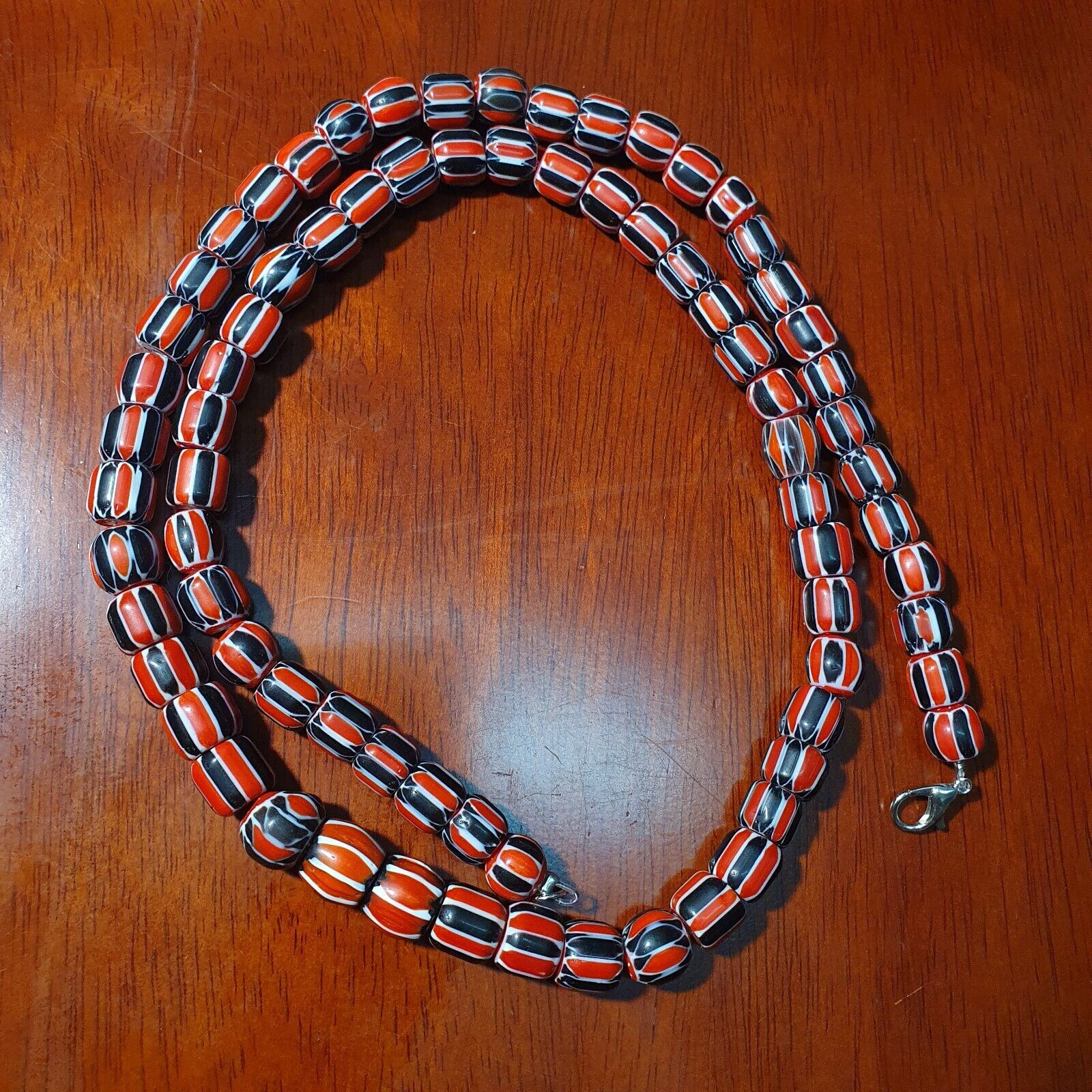 Amazing Venetian Inspired Glass Beads Multicolor Chevron Beads Necklace #106