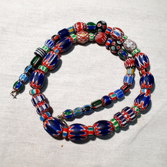 Amazing Venetian Inspired Glass Beads Multicolor Chevron Beads Necklace #102