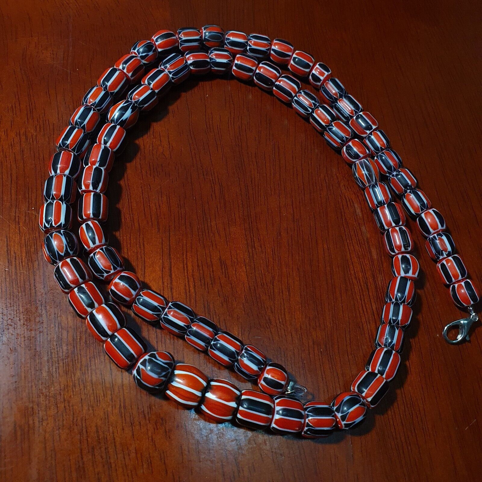 Amazing Venetian Inspired Glass Beads Multicolor Chevron Beads Necklace #106