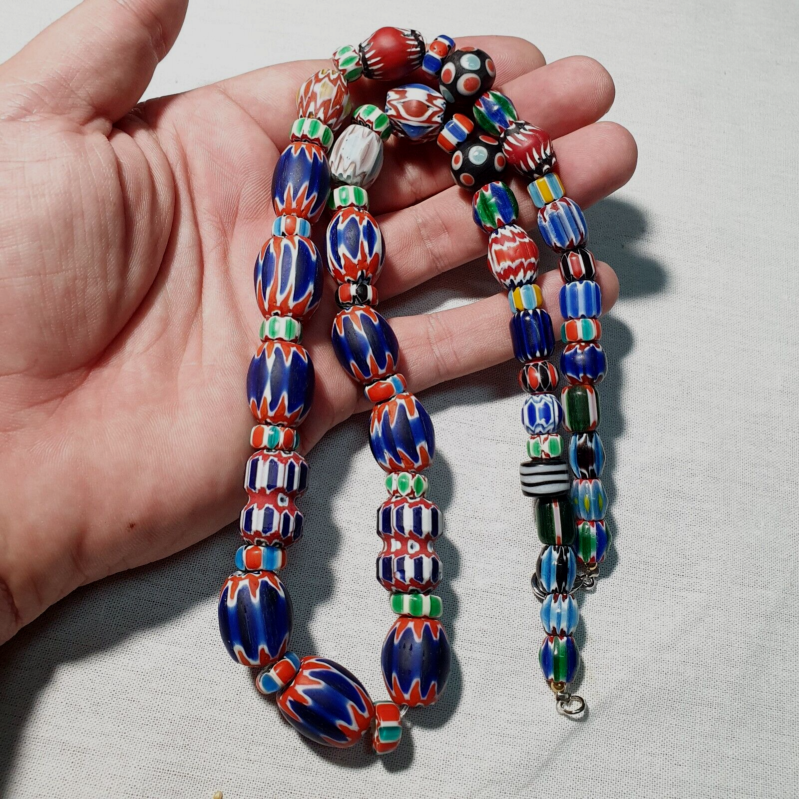 Amazing Venetian Inspired Glass Beads Multicolor Chevron Beads Necklace #102