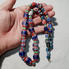 Amazing Venetian Inspired Glass Beads Multicolor Chevron Beads Necklace #102
