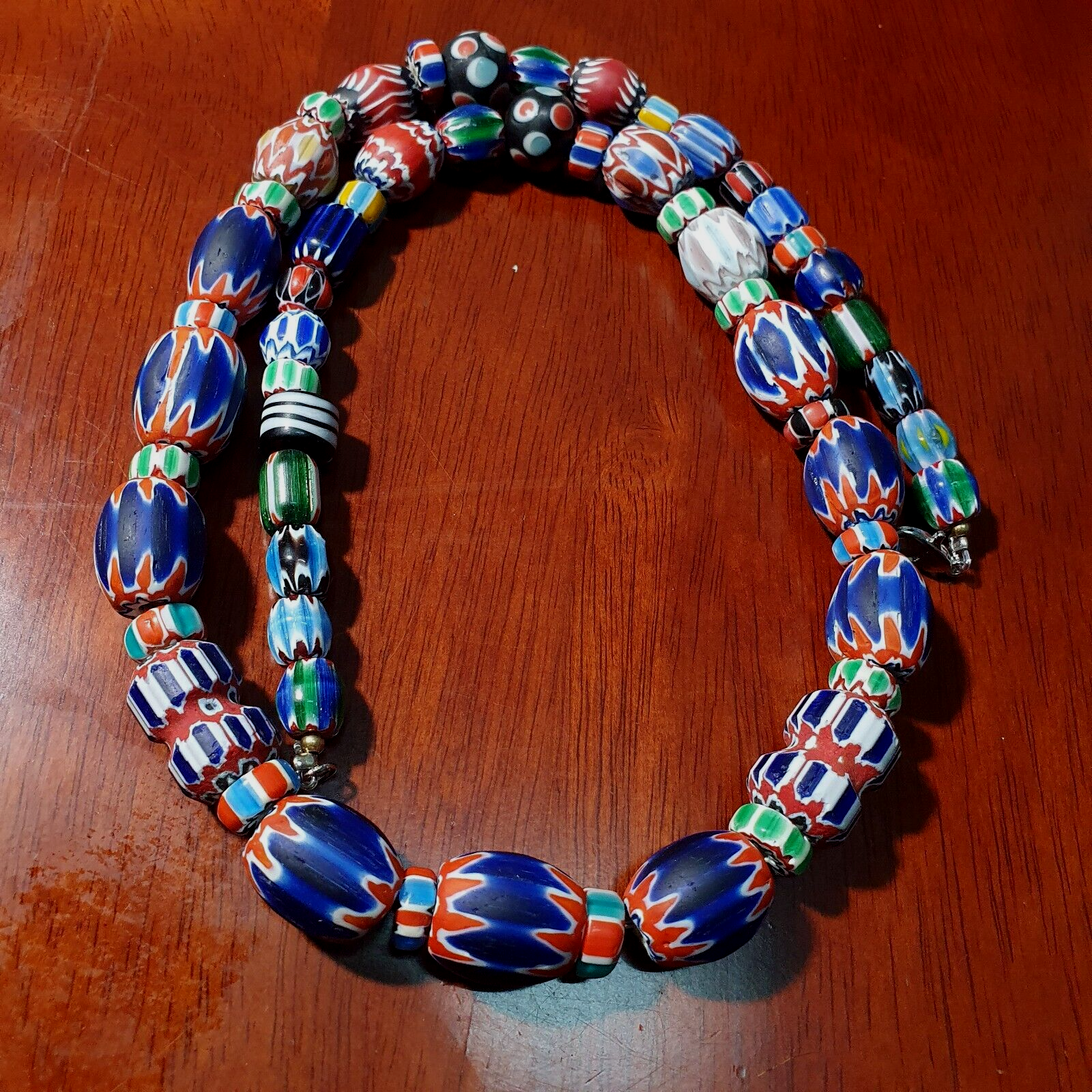 Amazing Venetian Inspired Glass Beads Multicolor Chevron Beads Necklace #102