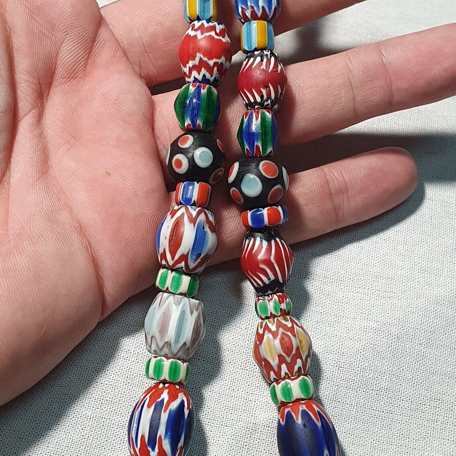 Amazing Venetian Inspired Glass Beads Multicolor Chevron Beads Necklace #102