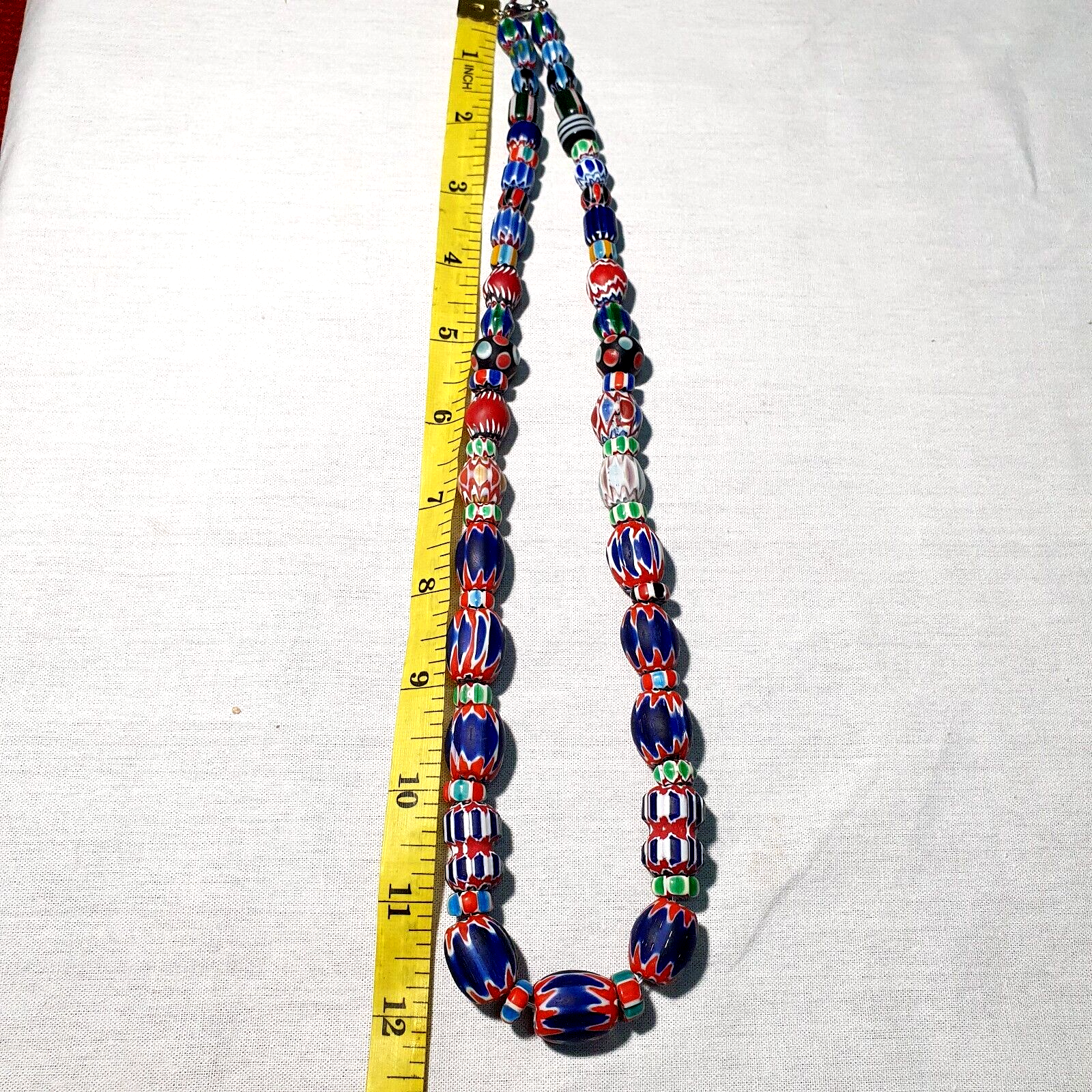 Amazing Venetian Inspired Glass Beads Multicolor Chevron Beads Necklace #102