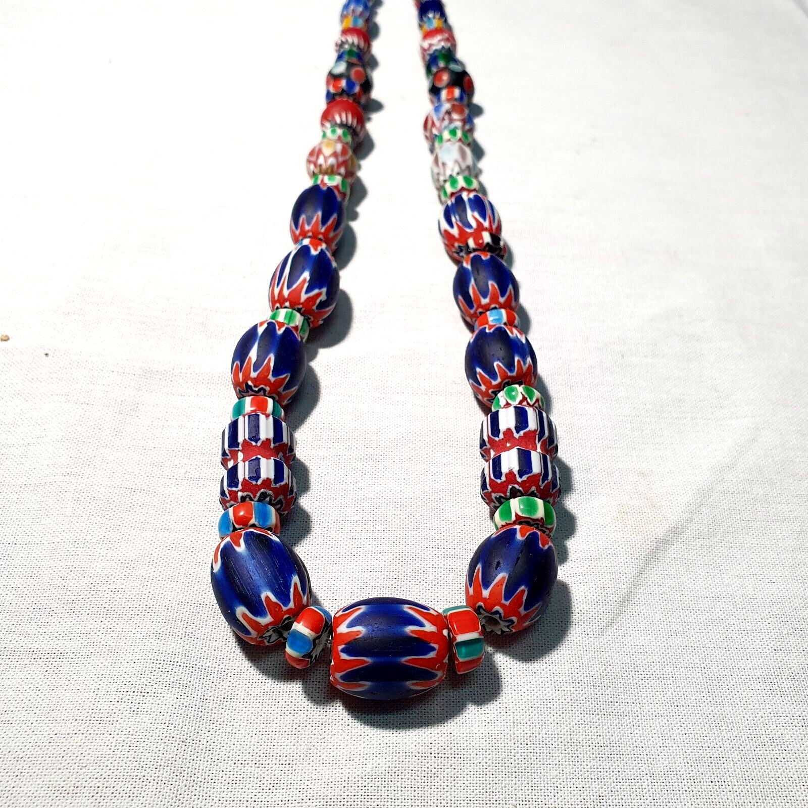 Amazing Venetian Inspired Glass Beads Multicolor Chevron Beads Necklace #102