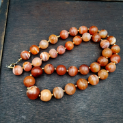 East Oasis Old Indo Tibetan Carnelian Agate Bead Necklace in Warm Orange Tones