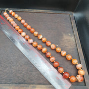 East Oasis Old Indo Tibetan Carnelian Agate Bead Necklace in Warm Orange Tones