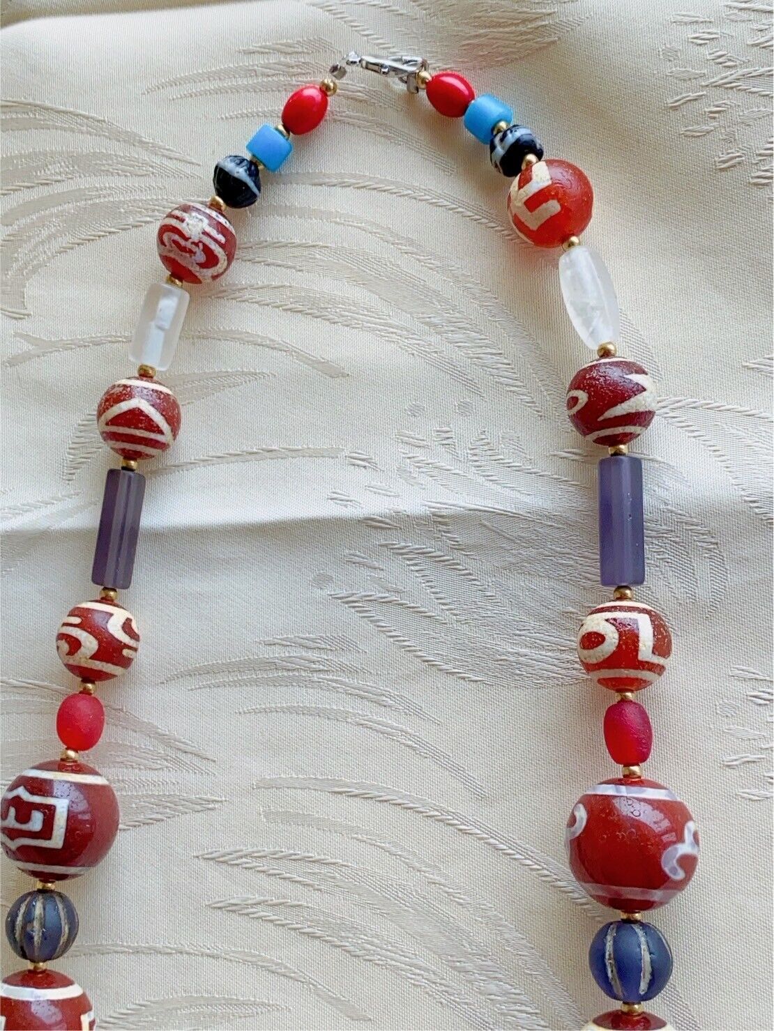 HIMALAYAN Indo Tibetan Central Asian Etched Agate African Glass beads 13-19mm