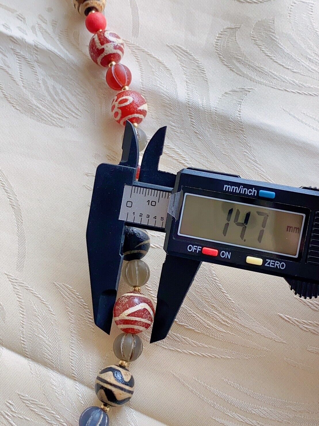 HIMALAYAN Indo Tibetan Central Asian Etched Agate African Glass beads 13-14mm