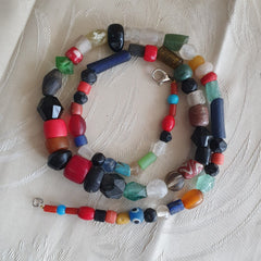 OLD Roman to Islamic mix Old Traded African MIX Beads with crystal Necklace