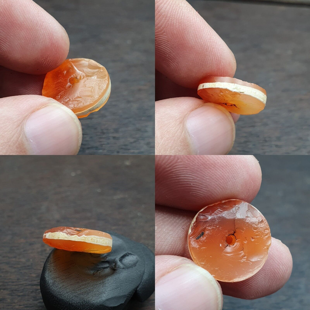 Ancient Agate Bead Himalayan Indo rare stripe Disc shape Agate Big Bead 16.8mm