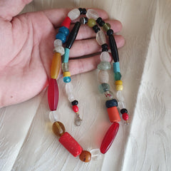 OLD Roman to Islamic mix Old Traded African MIX Beads with crystal Necklace