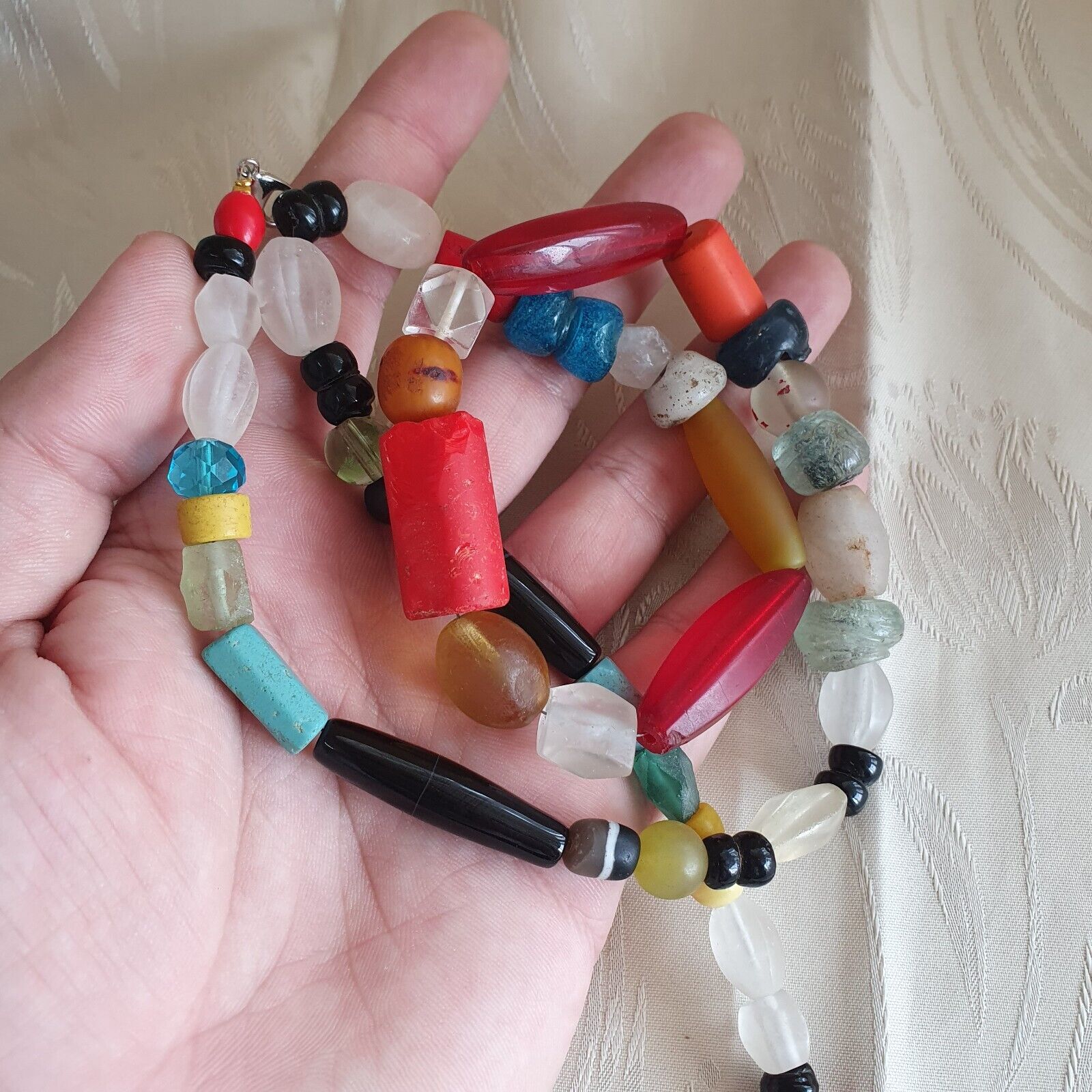 OLD Roman to Islamic mix Old Traded African MIX Beads with crystal Necklace