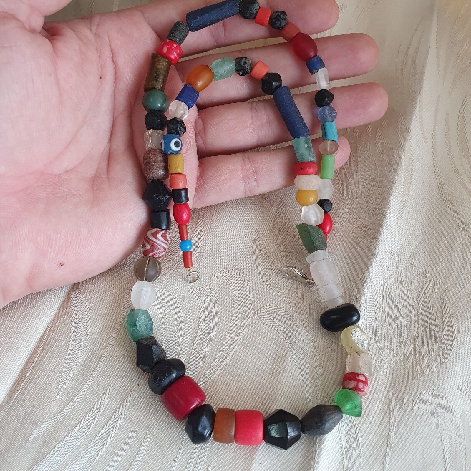 OLD Roman to Islamic mix Old Traded African MIX Beads with crystal Necklace