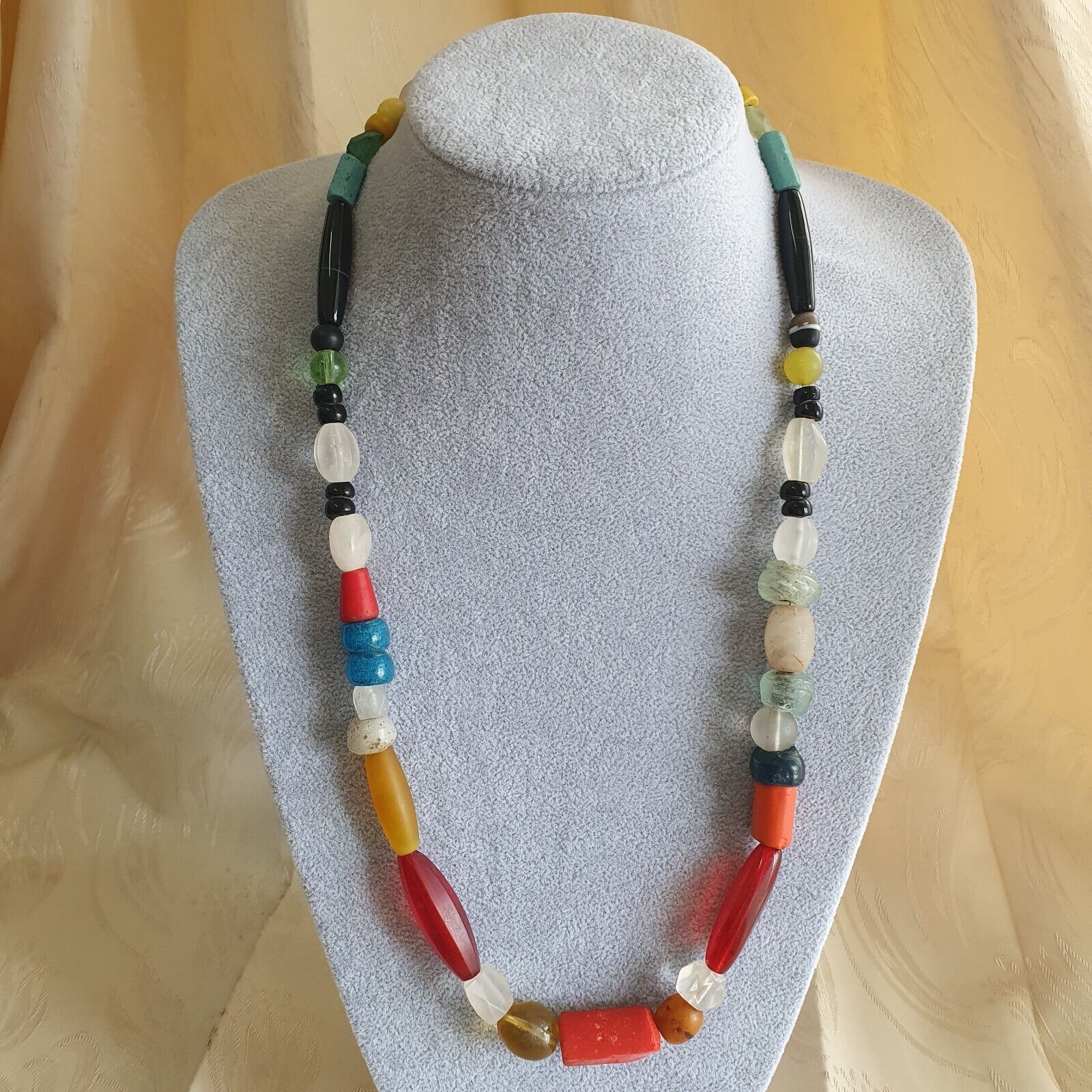 OLD Roman to Islamic mix Old Traded African MIX Beads with crystal Necklace