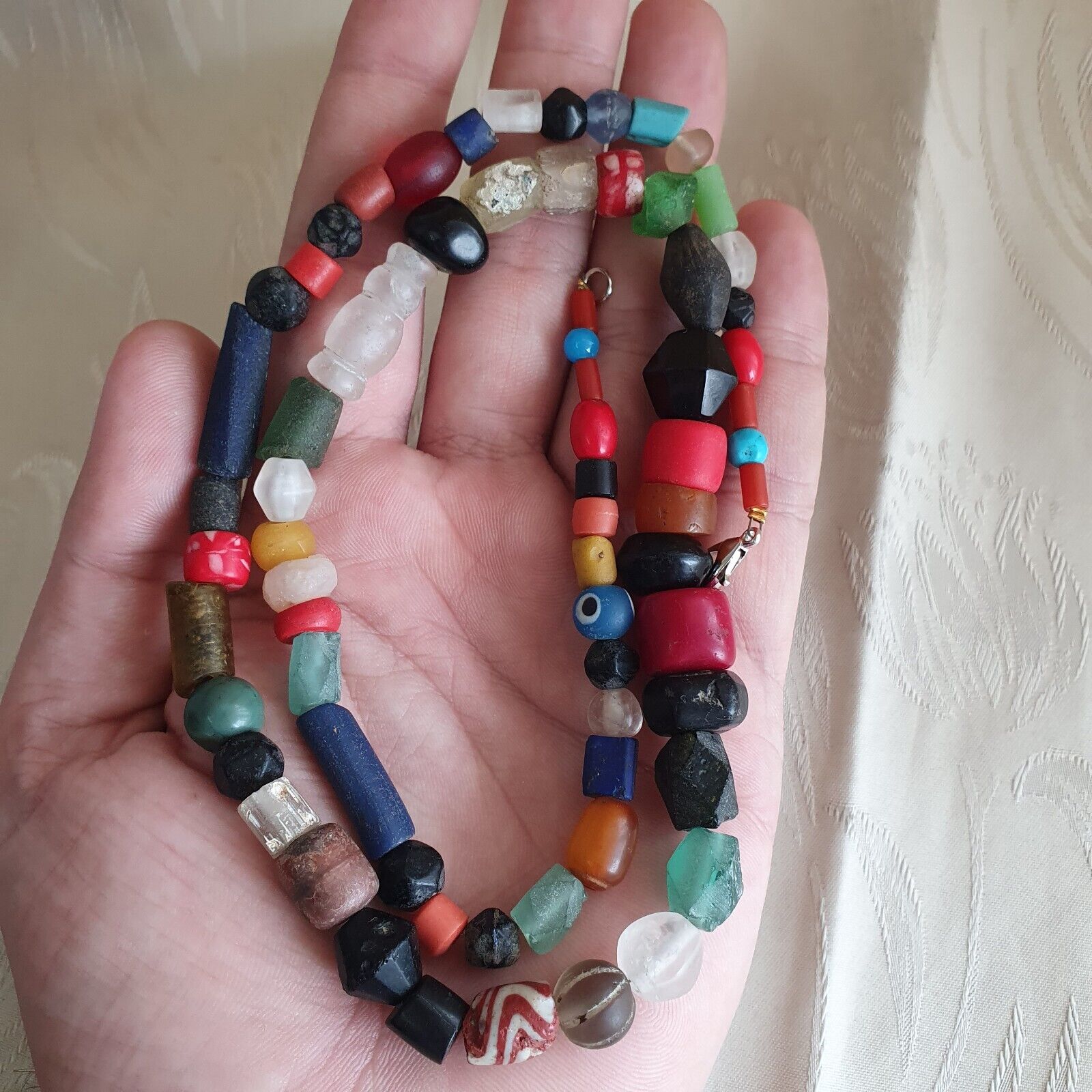 OLD Roman to Islamic mix Old Traded African MIX Beads with crystal Necklace