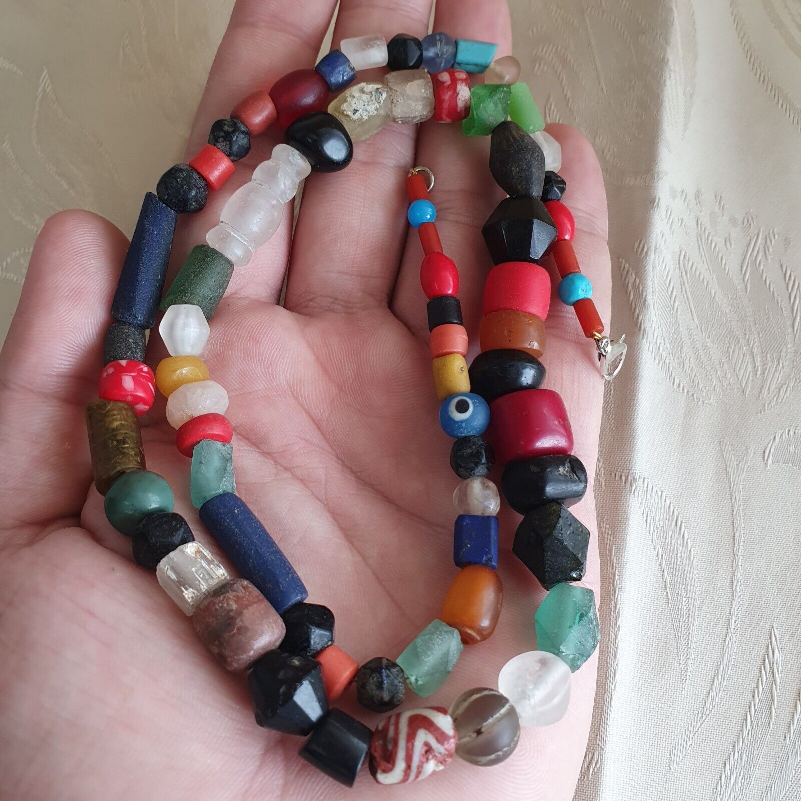 OLD Roman to Islamic mix Old Traded African MIX Beads with crystal Necklace