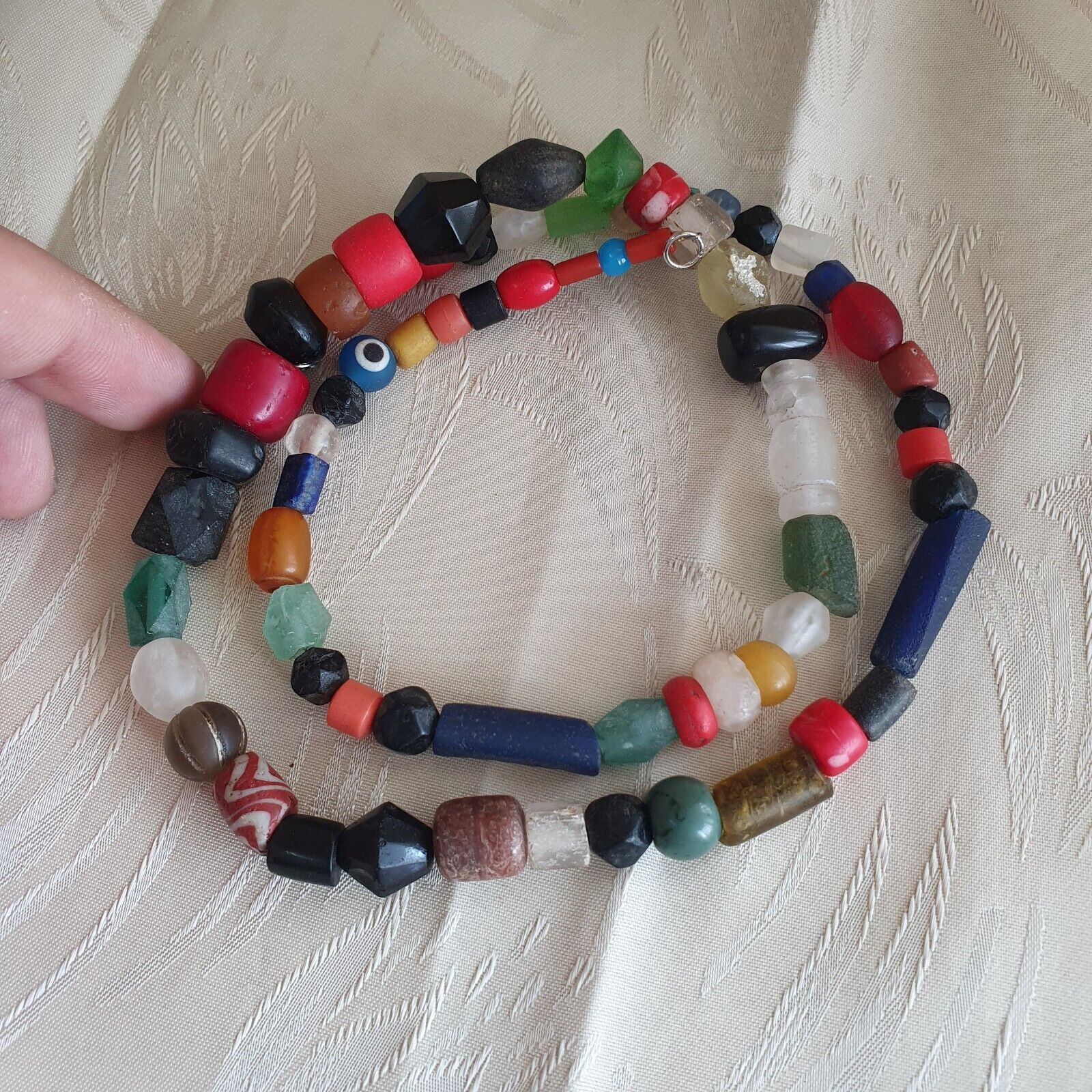 OLD Roman to Islamic mix Old Traded African MIX Beads with crystal Necklace