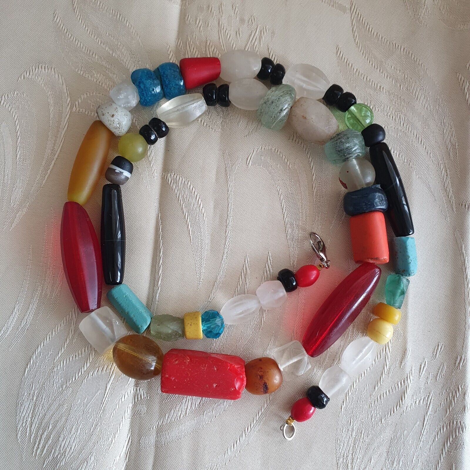 OLD Roman to Islamic mix Old Traded African MIX Beads with crystal Necklace