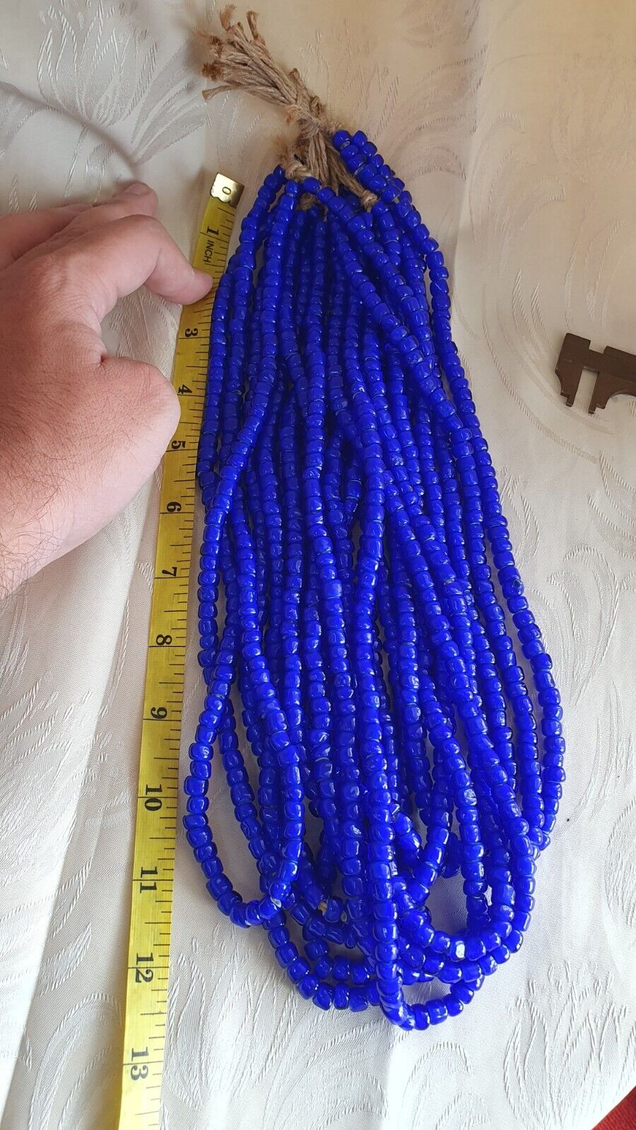 7–8 mm antike venezianische weiße Herz-Handelsperlen, 61 cm langer Strang