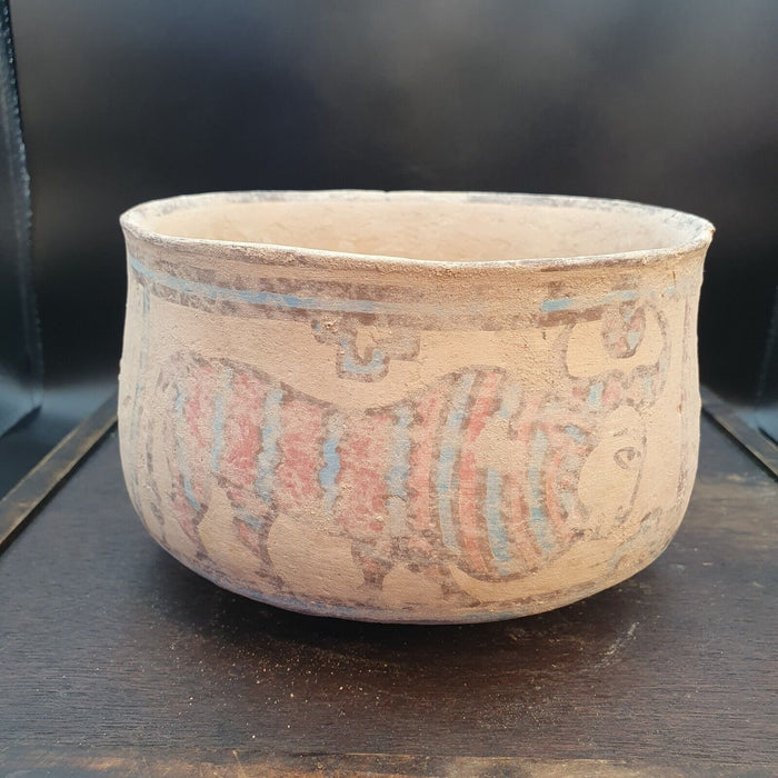 Ancient Indus Valley Pottery with Mysterious Animals Painting Terracotta Bowl