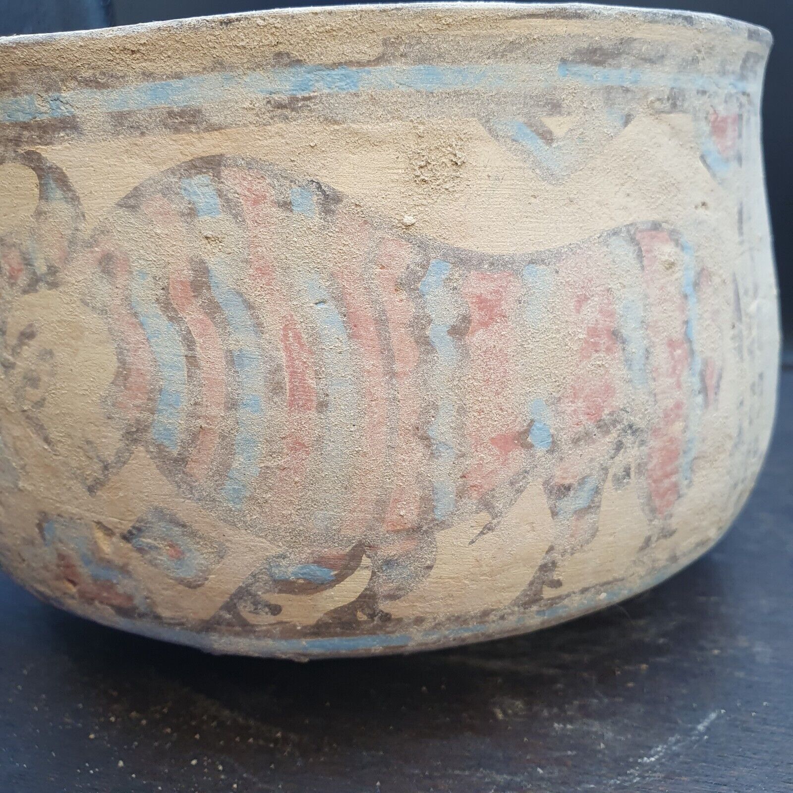 Ancient Indus Valley Pottery With Mysterious Animals painting Terracotta Bowl