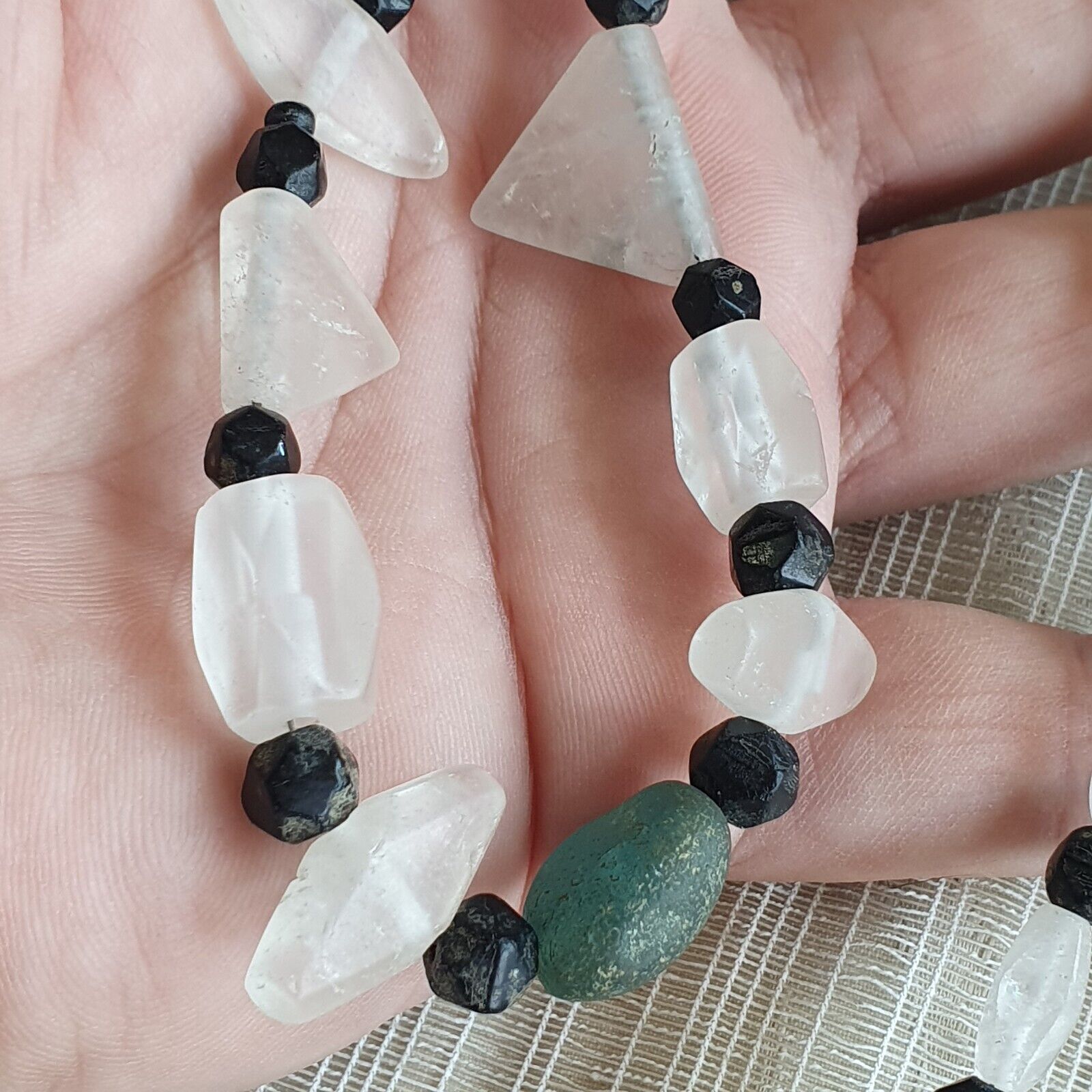 Vintage Crystal old beads Himalayan Crystal and Old Roman Glass Beads Necklace