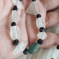 Vintage Crystal old beads Himalayan Crystal and Old Roman Glass Beads Necklace