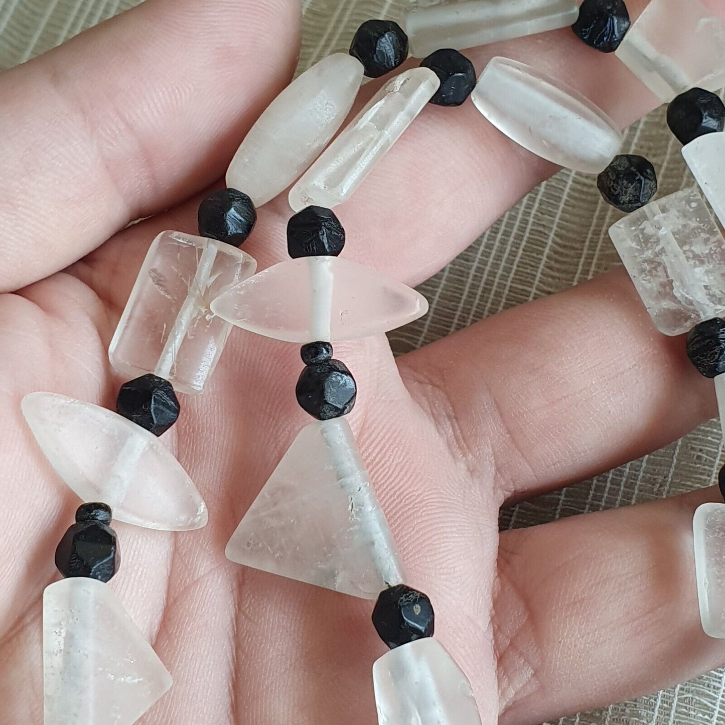 復古水晶老珠喜馬拉雅水晶和古羅馬玻璃珠項鍊