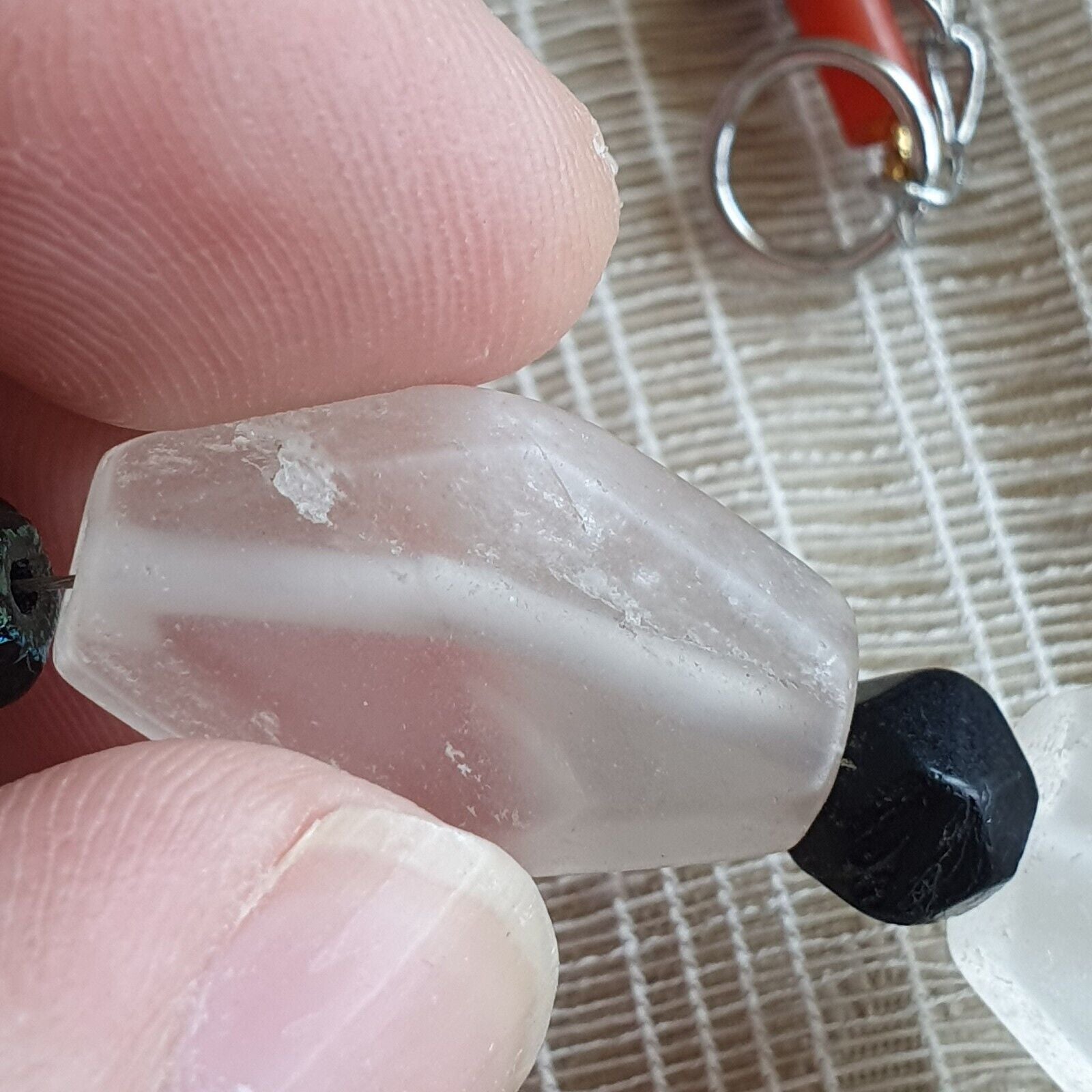 Vintage Crystal old beads Himalayan Crystal and Old Black Glass Beads Necklace