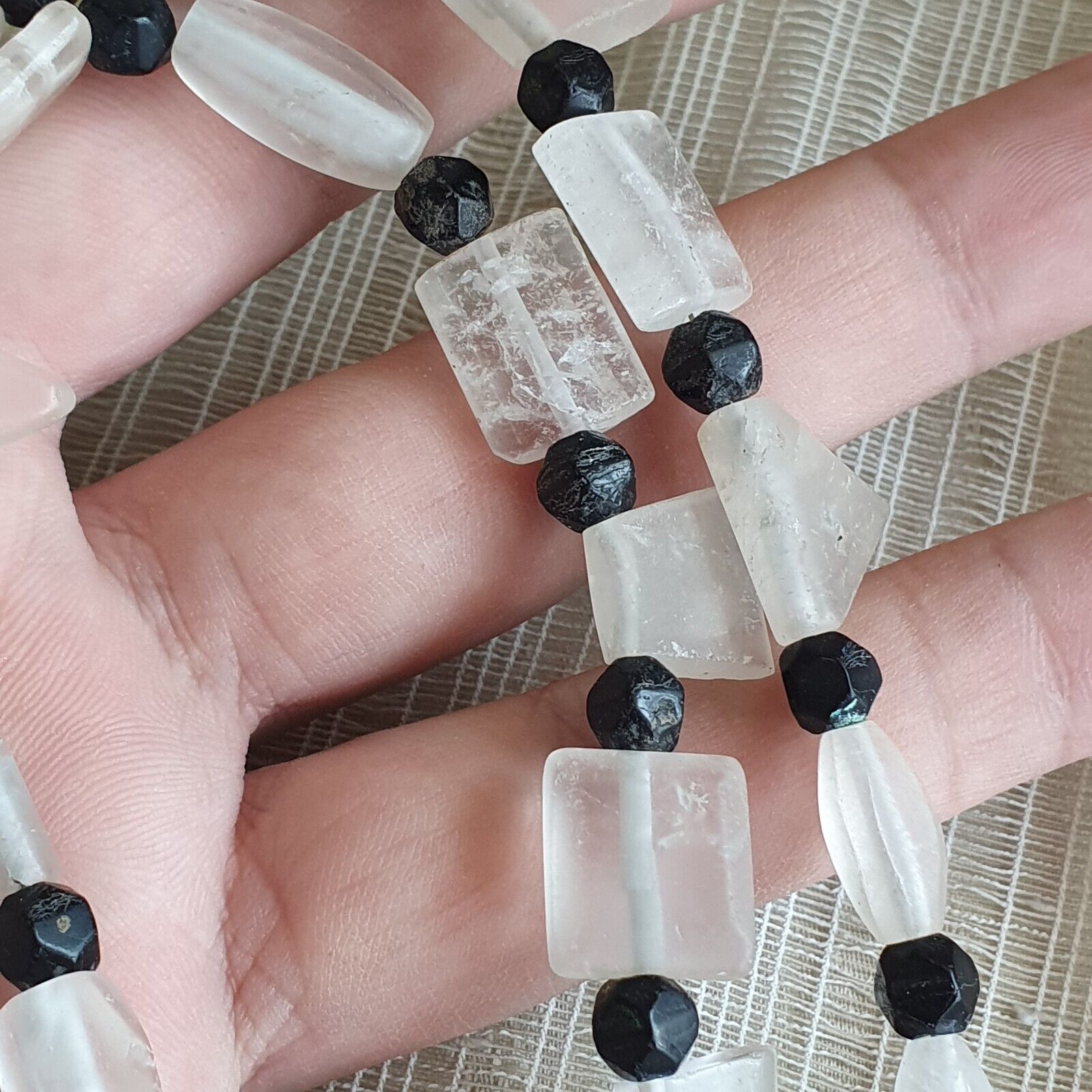 Vintage Crystal old beads Himalayan Crystal and Old Roman Glass Beads Necklace