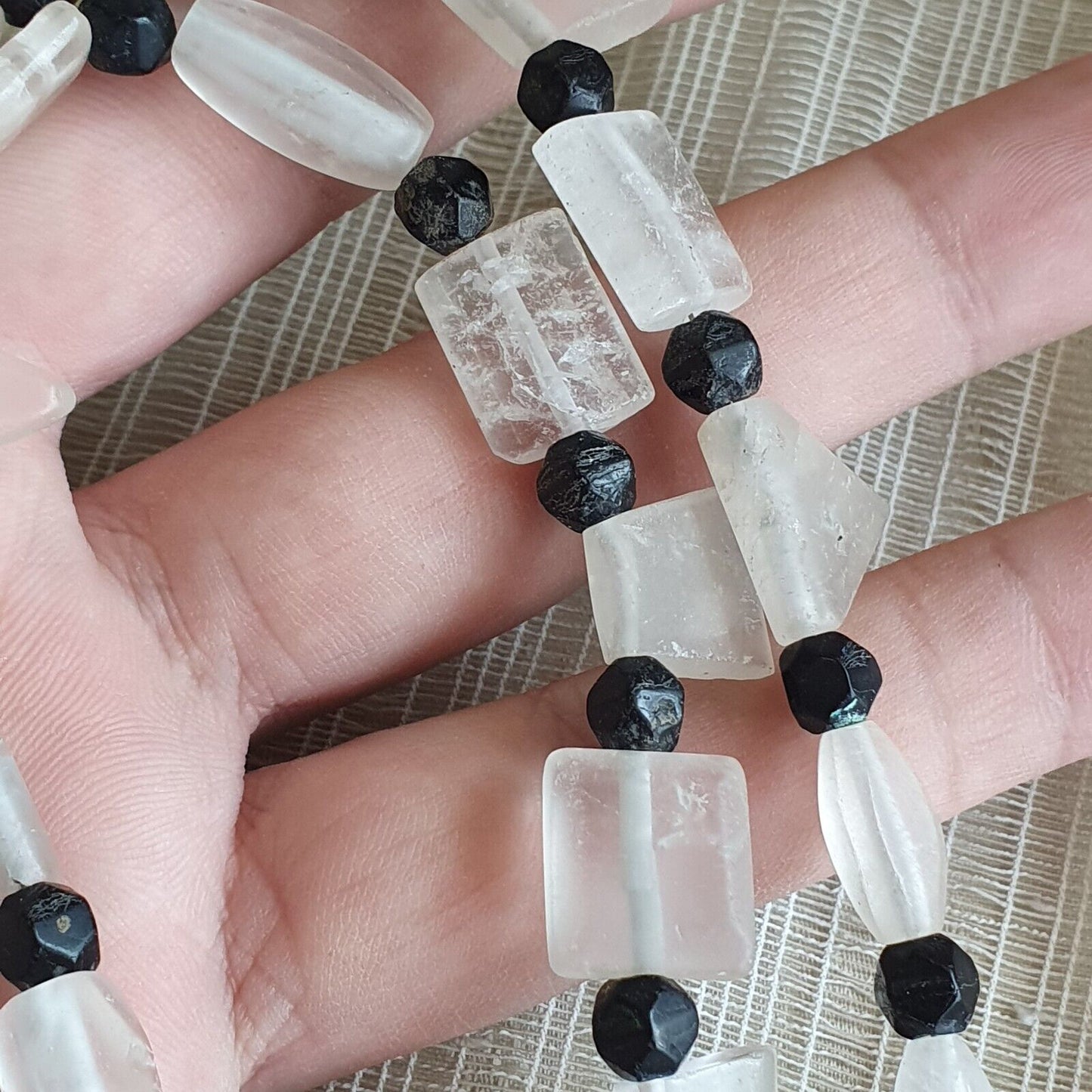 復古水晶老珠喜馬拉雅水晶和古羅馬玻璃珠項鍊