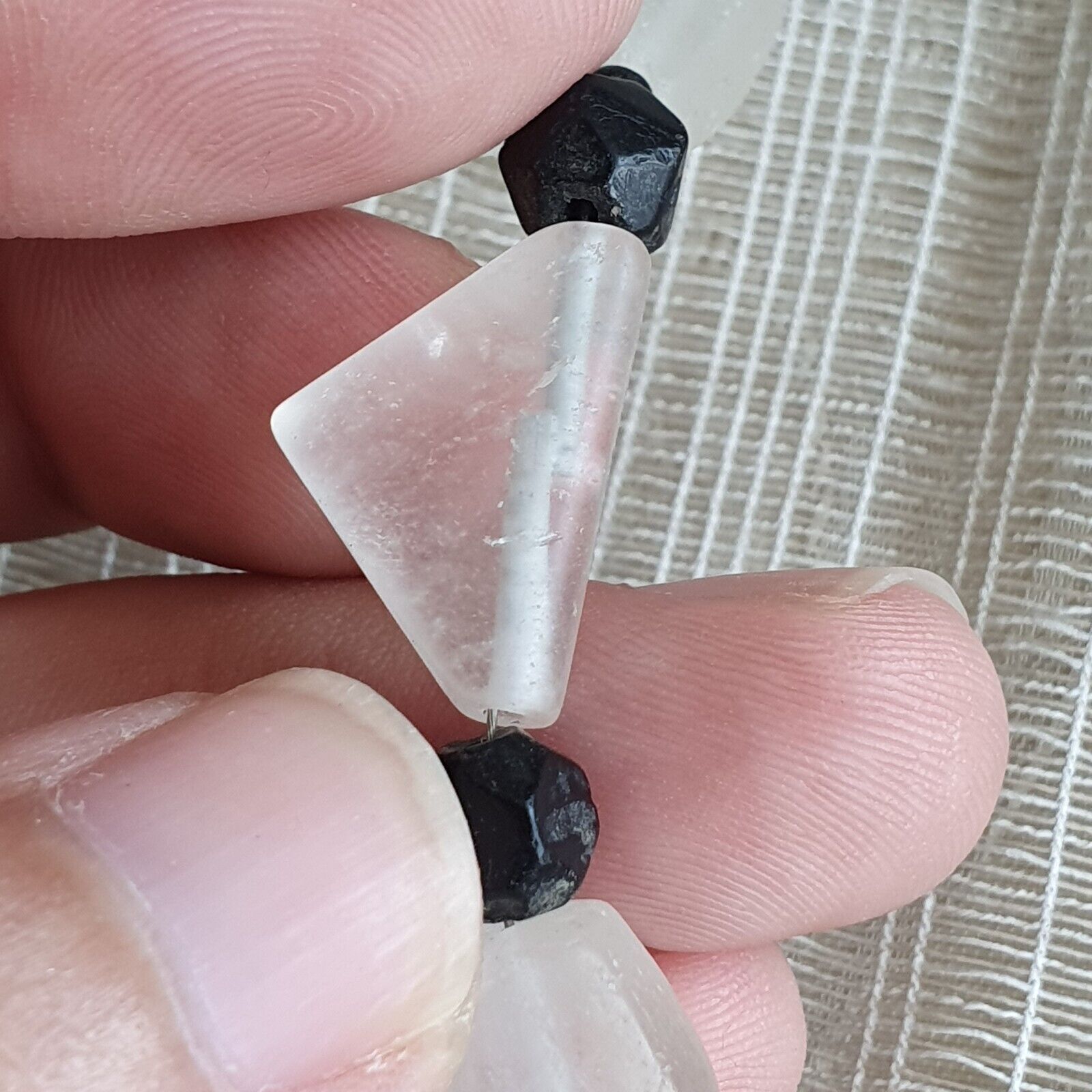 Vintage Crystal old beads Himalayan Crystal and Old Black Glass Beads Necklace