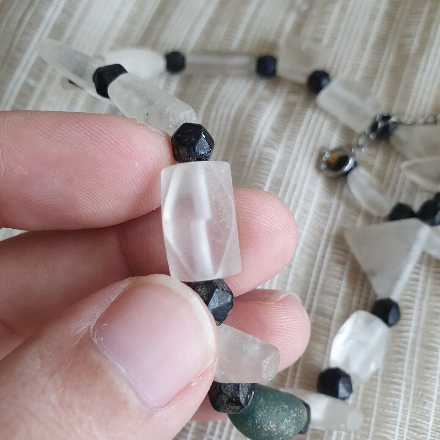 復古水晶老珠喜馬拉雅水晶和古羅馬玻璃珠項鍊