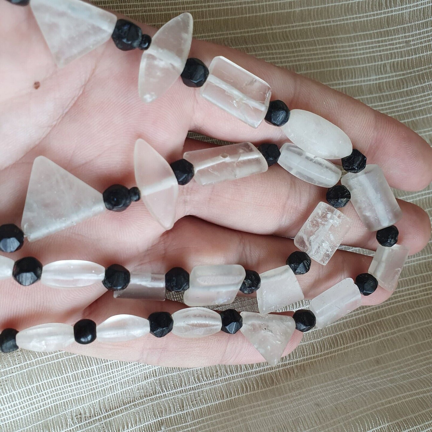 復古水晶老珠喜馬拉雅水晶和古羅馬玻璃珠項鍊