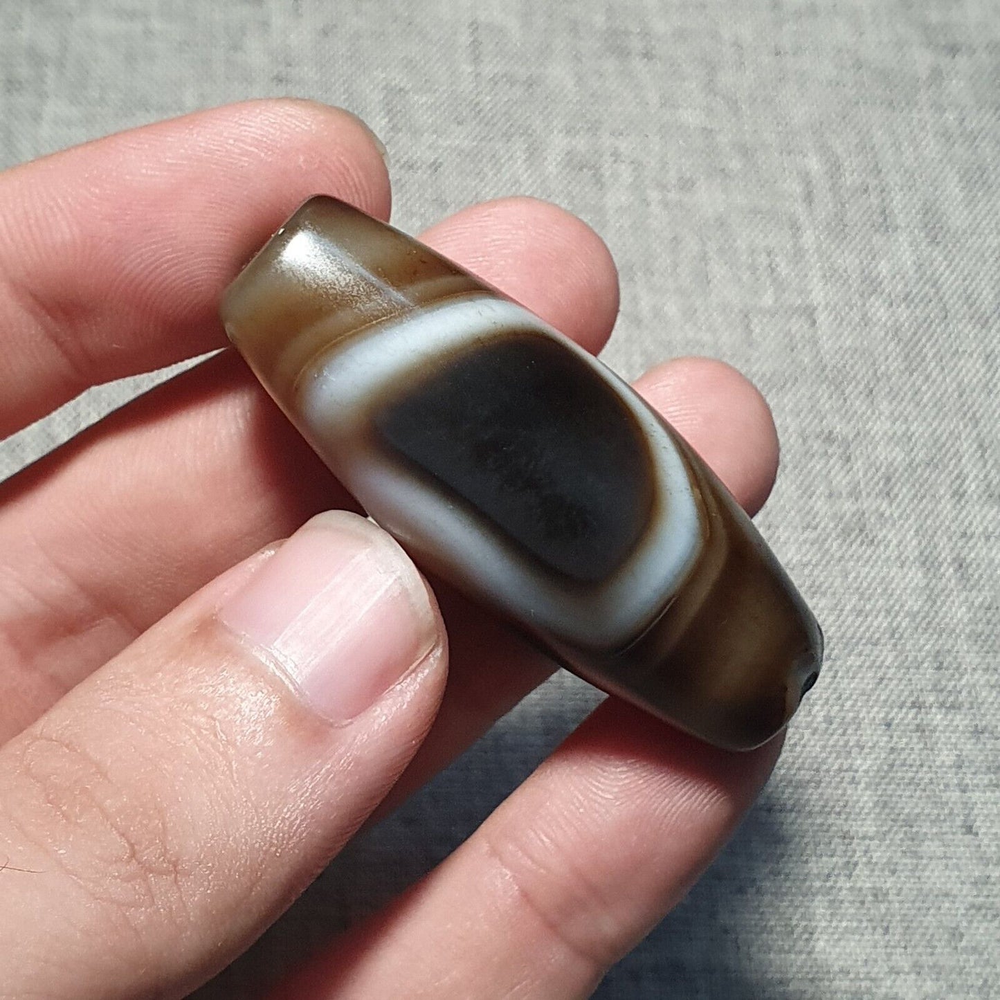 Vintage alter Himalaya-Indo-tibetischer reiner natürlicher Achat-Dzi-Amulett-Anhänger 355