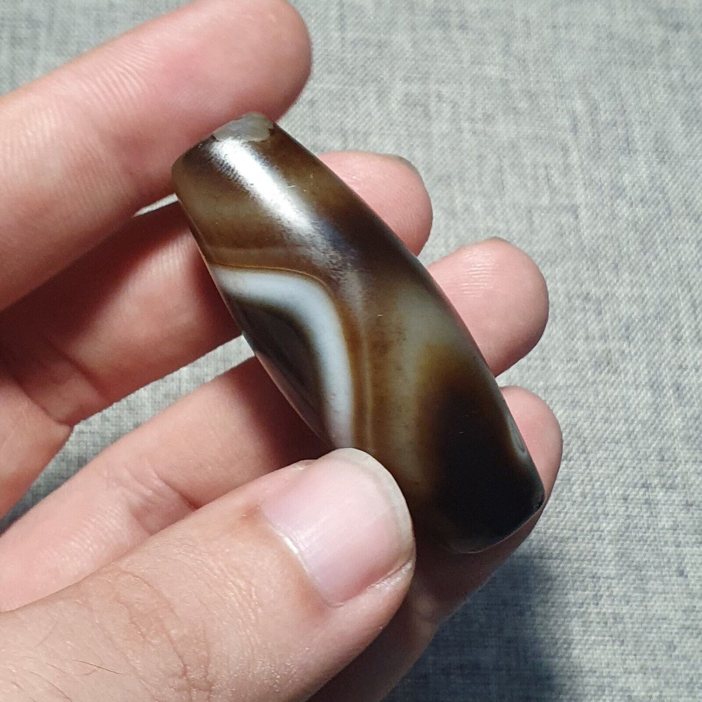 Vintage alter Himalaya-Indo-tibetischer reiner natürlicher Achat-Dzi-Amulett-Anhänger 355