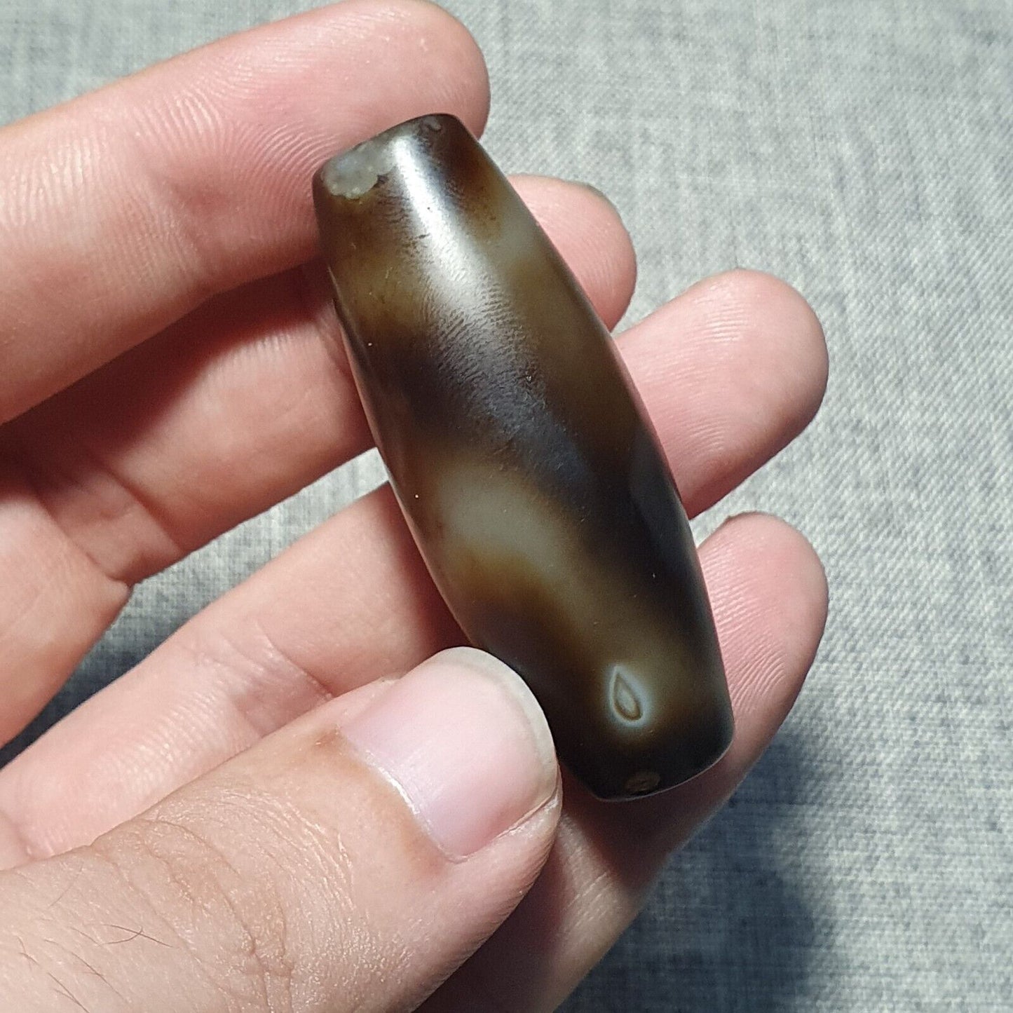 Vintage alter Himalaya-Indo-tibetischer reiner natürlicher Achat-Dzi-Amulett-Anhänger 355