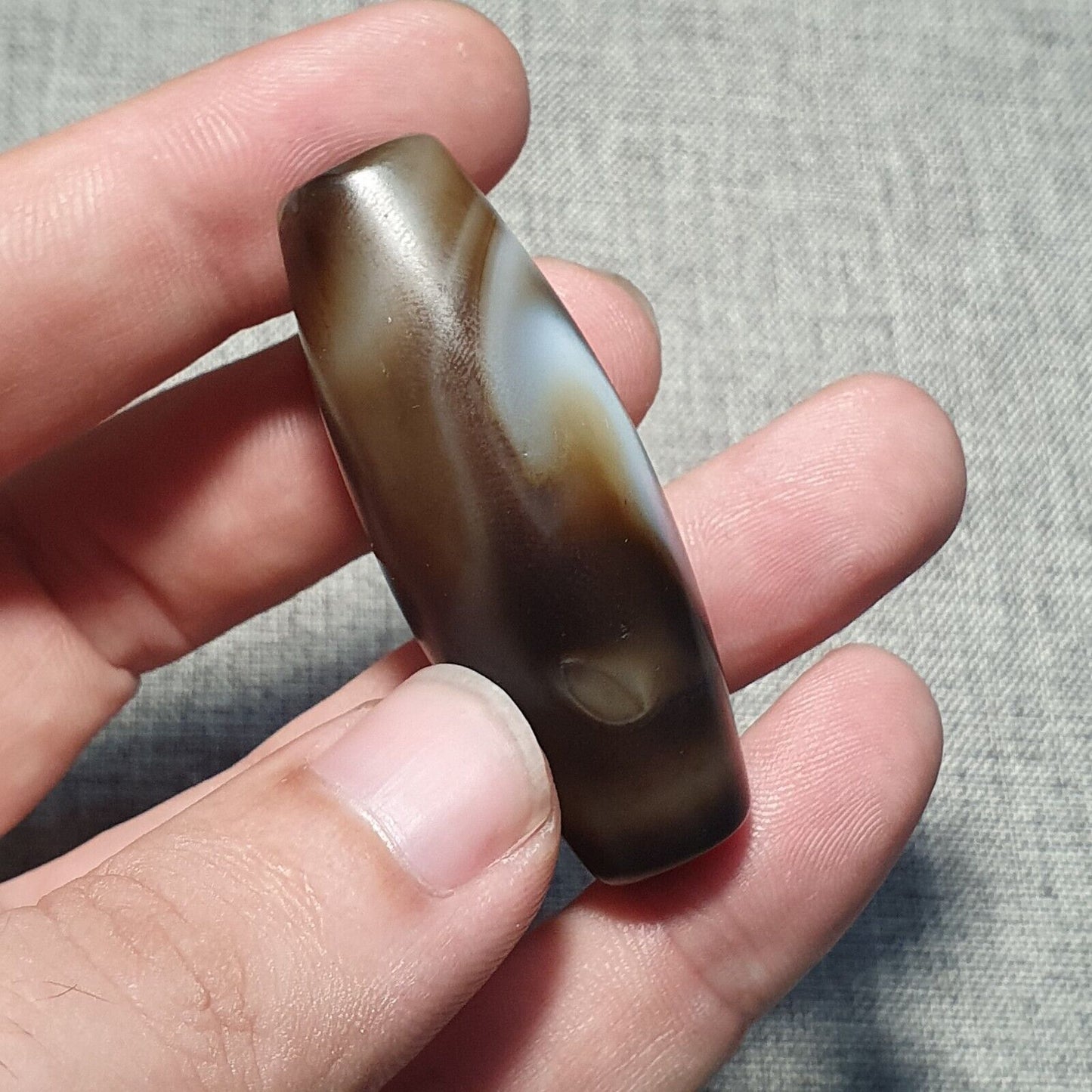 Vintage alter Himalaya-Indo-tibetischer reiner natürlicher Achat-Dzi-Amulett-Anhänger 355