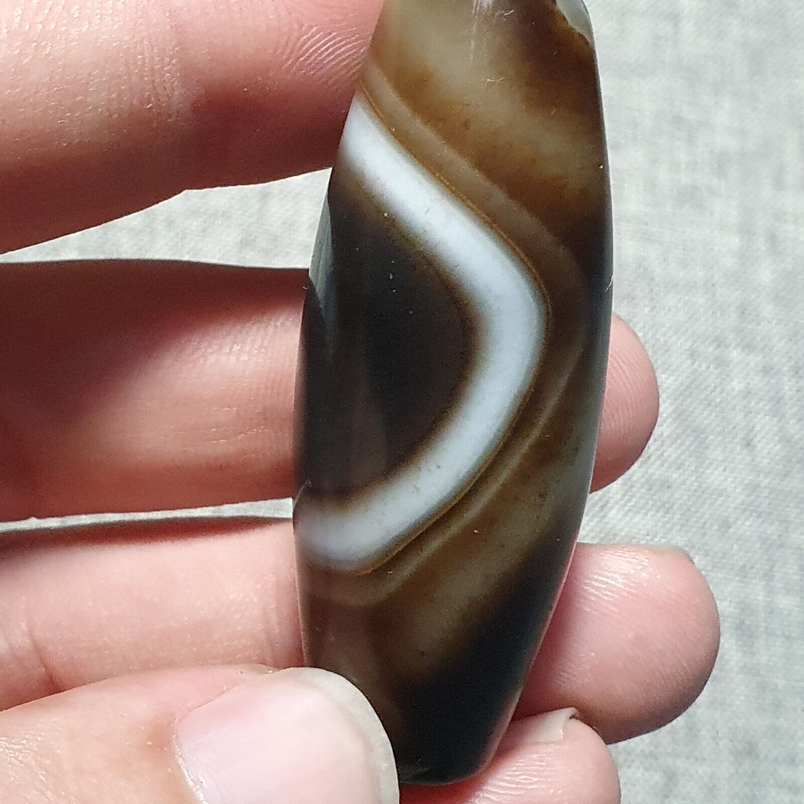 Vintage Old Himalayan Indo Tibetan Pure Natural Agate Dzi Amulet Pendant 355